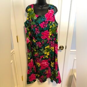 Talbots 16W sleeveless flared bottom dress. Below the knee. Multicolored floral